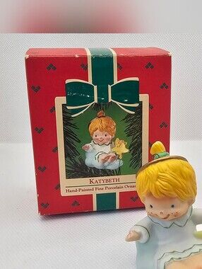 Hallmark KatyBeth Katy Beth Angel Porcelain Ornament 1984 star vintage Girl Baby